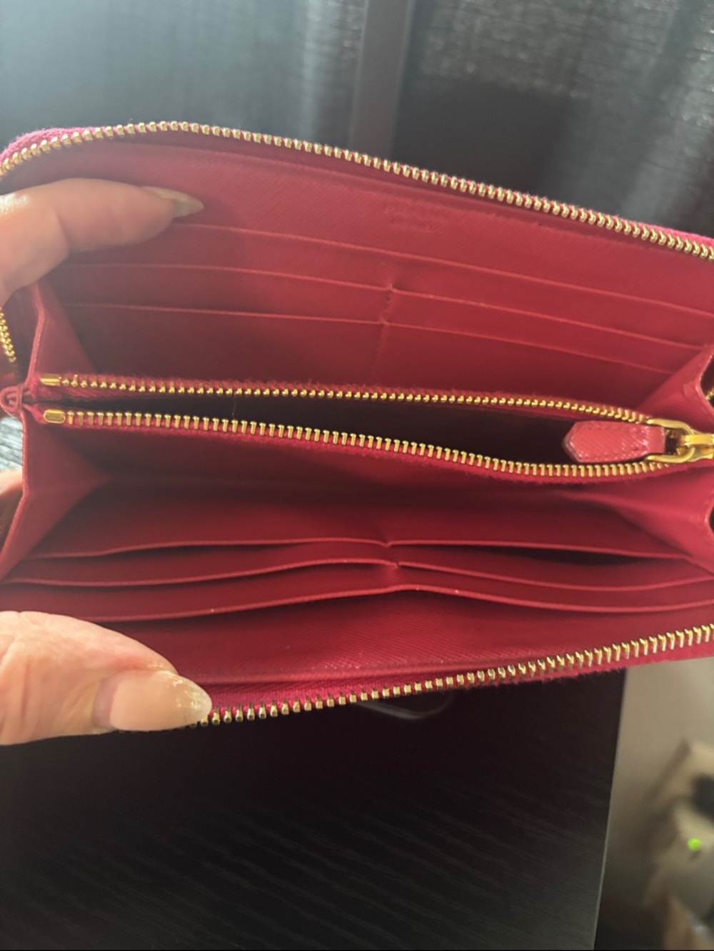 Prada Pink Saffiano Zip Wallet with Gold Logo - Picture 9 of 17